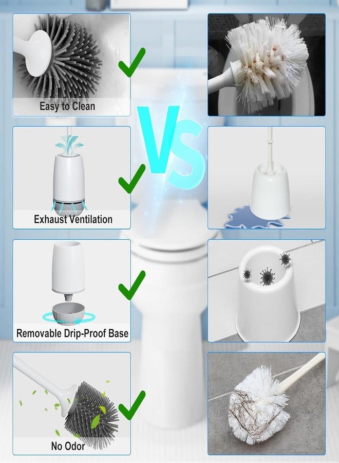 CUBIZ Silicone Toilet Brush with Quick Drying Stand and Leak-Proof Base, Toilet Brush Silicone Clean Without Dead Corners, Toilet Brush Holder Wall Mounted & Standing - Image 5